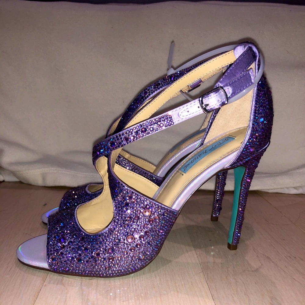 Betsey Johnson purple rhinestone formal heels